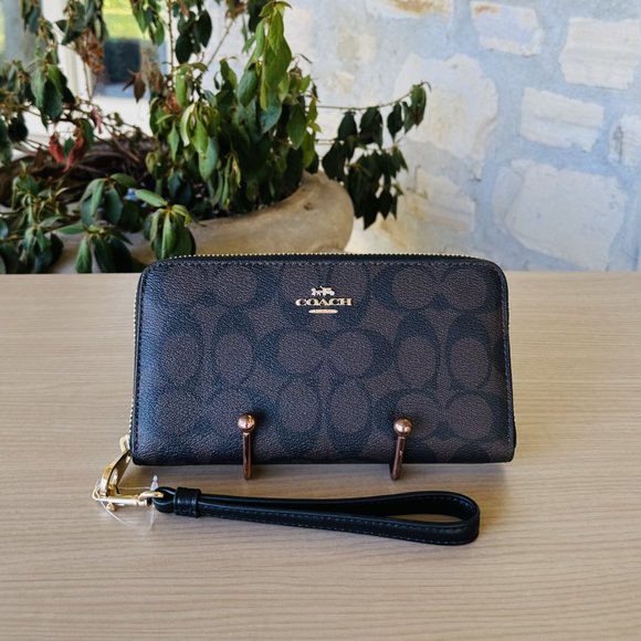 COACH Tatum Carryall Tote/ Zip Wallet Signature Canvas & Leather Brown Black NWT - Picture 10 of 14